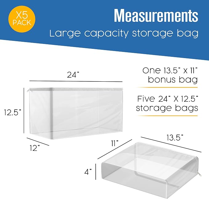 Clothes Storage Bag, Sweater Bags Moth Proof, 5 Pk | Houseables Bag - Image 2