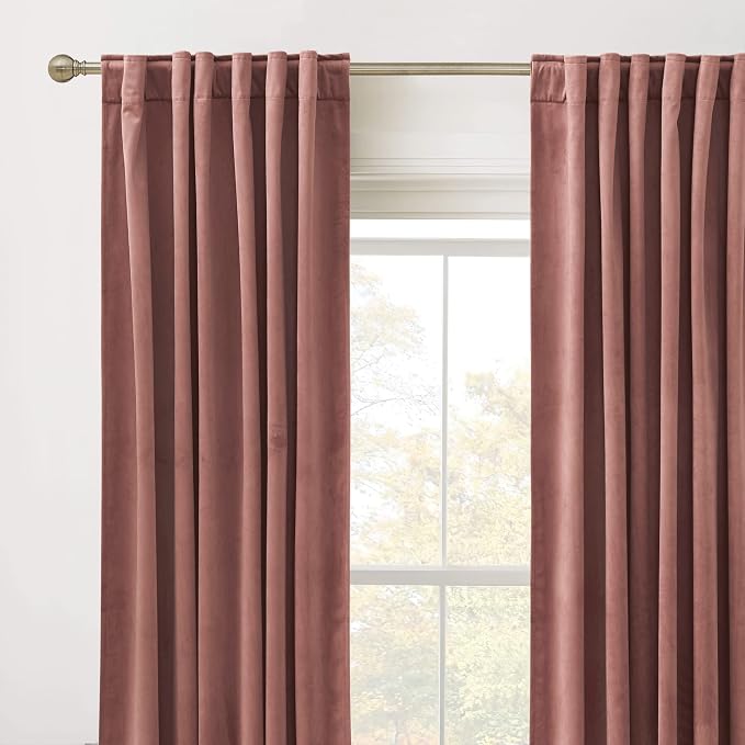 RYB Home Wild Rose Pink Velvet Curtains - Image 2
