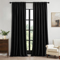 MIULEE 100% Blackout Back Tab Pleat Linen Curtains 50" Wx96 L, Thick Faux Linen by MIULEE