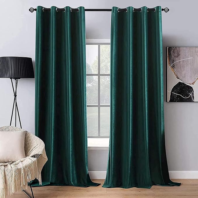 MIULEE Velvet Curtains Christmas Dark Green 52 x 96 Inch Length Set of 2 | by MIULEE