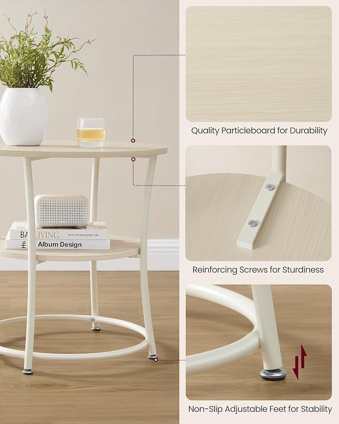 VASAGLE 21.3-Inch Round Side Table, 2-Tier End Table - Image 5