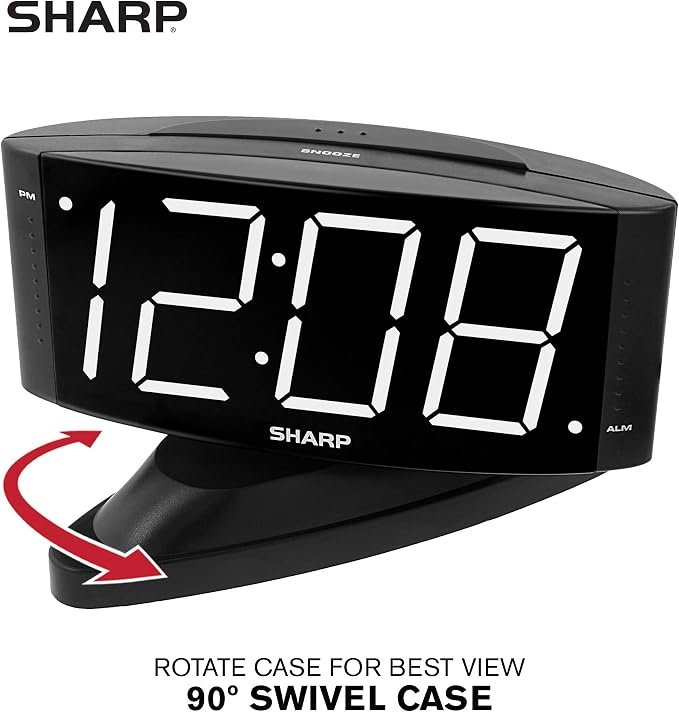 Sharp Digital Alarm Clock with Swivel Base - Image 2