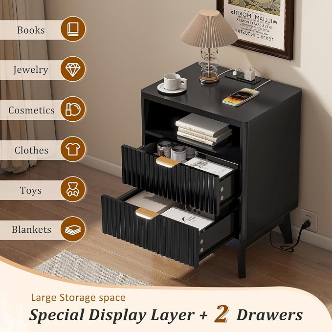 LYNCOHOME Fluted Nightstand - Image 3