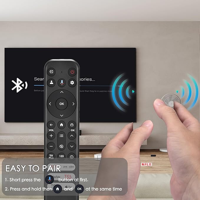for TCL Google TV Remote, RC813 for Voice Replacement Control,for Android Mini-LED QLED 4K UHD Smart Television, with 6 Shortcut Buttons for NEIFLX/Prime/YouTube/TCL/Apple TV Buttons