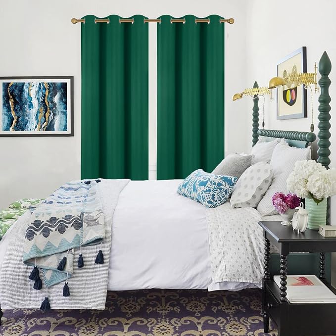 Diraysid Green Grommet Blackout Curtains - Image 2