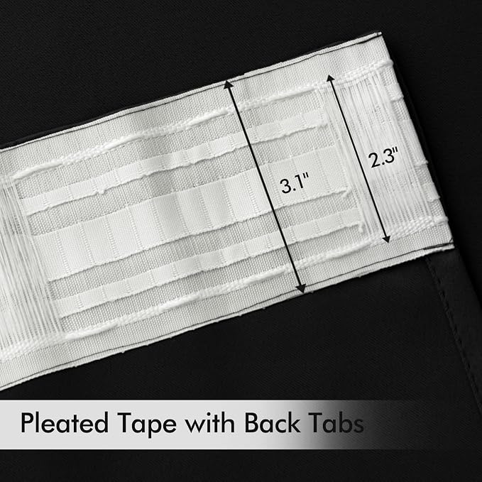 MIULEE Black Back Tab Blackout Curtains 52x95 Inch Length 2 Panels Set | Rod - Image 4
