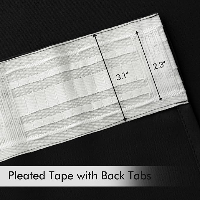 MIULEE Black Back Tab Blackout Curtains 52x94 Inch Long 2 Panels Set | Rod - Image 4