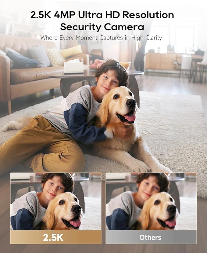 DREAME 2.5K Pet Dog Camera, Indoor Security Camera, Dual-Band 5G/2.4G Wi-Fi, Auto-Tracking, 360° Pan-Tilt, Cloud & 256GB SD Storage, 2-Way Audio, Physical Privacy Mode, Work with Alexa & Google, White