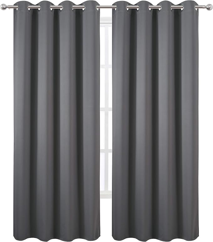 Grey Blackout Curtains/52 x 108 Inch/Set of 2 Panels Thermal Insulated Room - Image 2