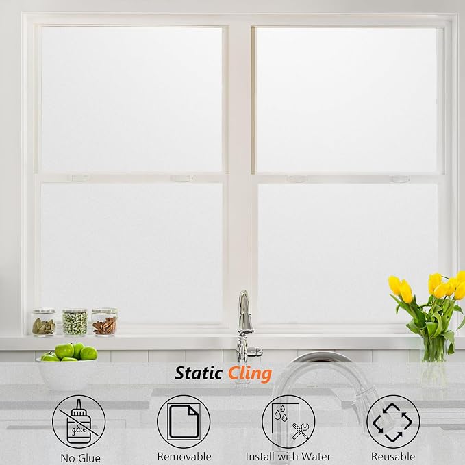 Kromapolis Frosted Glass Window Film Day & Night Privacy, 29.5″ x 78.7″ | - Image 5