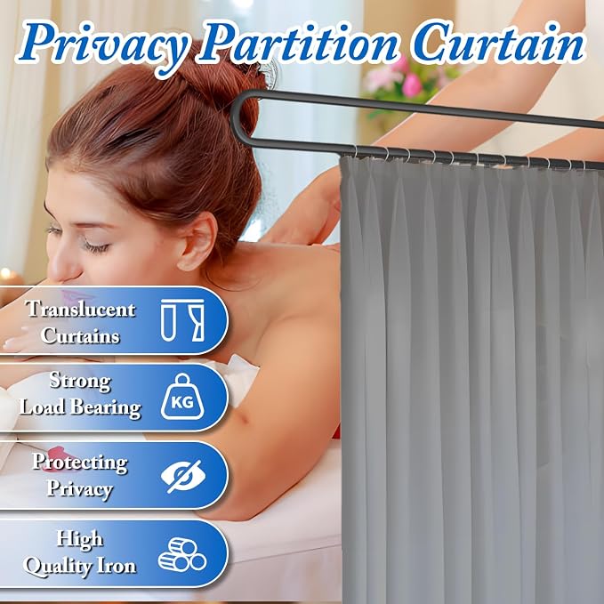 Privacy Partition Curtains, U Shaped Rod - Image 2