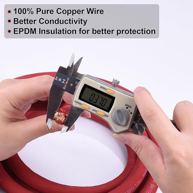 Shirbly 1/0 Gauge Battery Cable, 15FT Red + 15FT Black 1/0 AWG Pure Copper Wire Welding Cable, for Automotive, Battery, Solar and Generator, Standard USA OFC Wire
