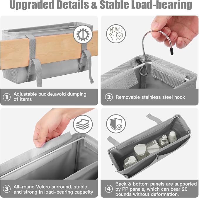 Bedside Caddy Organizer with Fixed Straps, Bunk Bed Caddy ideal - Image 5