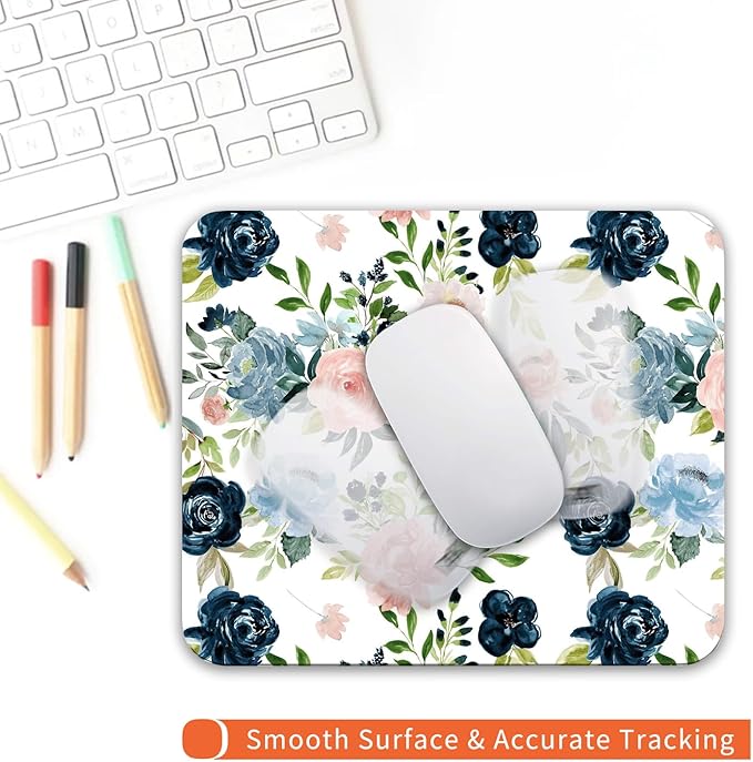 Armanza Square Mouse Pad Pretty Flowers, Personalized Premium-Textured Custom Mouse Mat Design, Washable Mousepad Cloth, Non-Slip Rubber Base Computer Mouse Pads for Wireless Mouse