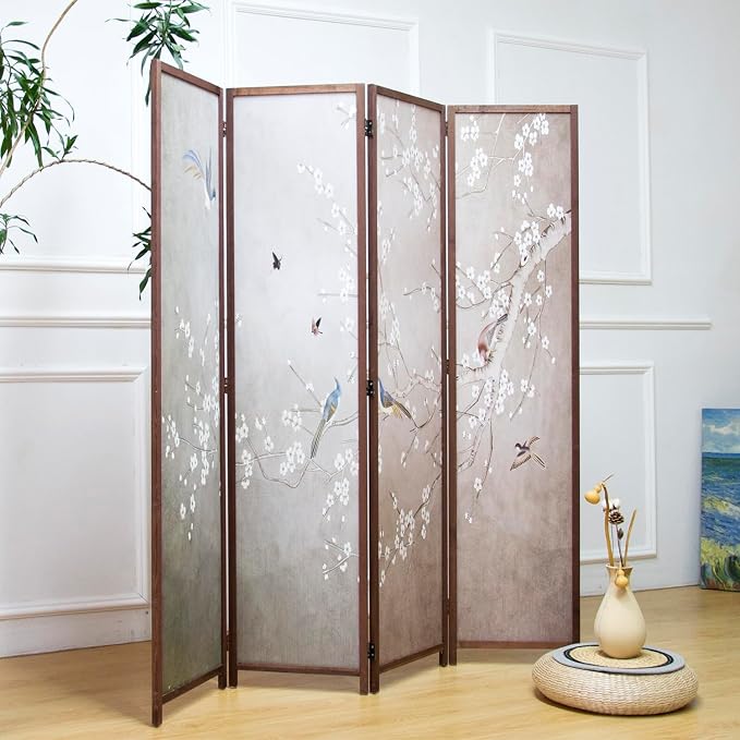4 Panel Room Divider, 5.6 ft Tall Blackout Folding Privacy Screen - Image 3