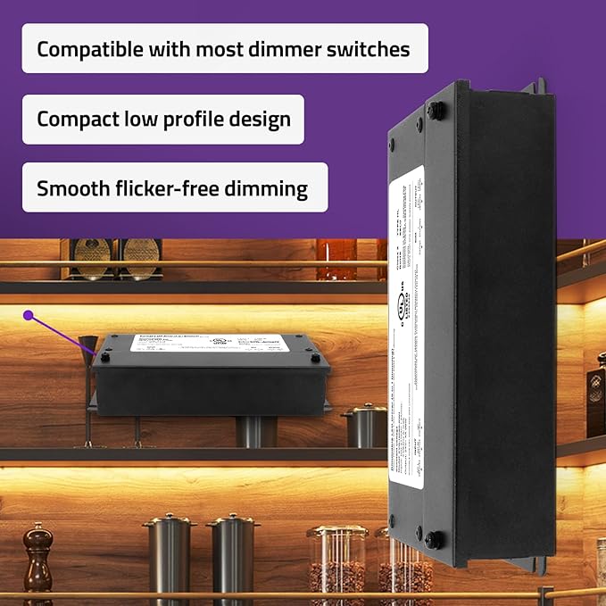 HitLights 24V 96W Dimmable LED Driver – Smooth Flicker Free Dimming – TRIAC, 0-10V, Phase Cut, & 10V PWM – Compatible with Lutron and Leviton Dimmer Switches, UL Listed, Class 2, 100-277V AC – 4A DC