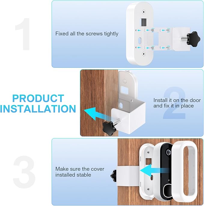Anti-Theft Doorbell Mount Compatible with Arlo Video Doorbell 2K/HD (2nd Gen), No-Drill Adjustable Mounting Bracket for Arlo Doorbell Camera, Accessories for Apartments, Businesses Home (White)