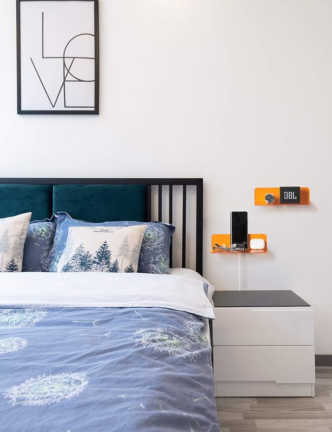 OAPRIRE Small Acrylic Floating Wall Shelves Set of 2, Flexible Use of Wall Space - Image 2
