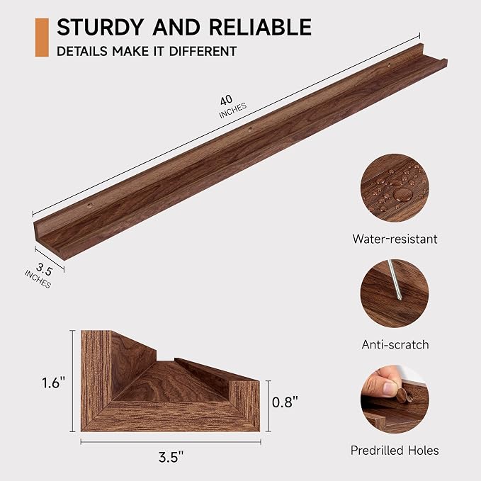 Fun Memories Picture Ledge Shelf, 40 Inch Floating Shelves Set of 2, Large - Image 3