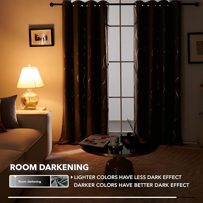 Deconovo Curtains for Living Room, Pattern Blackout Curtains 96 Inches Long | - Image 6