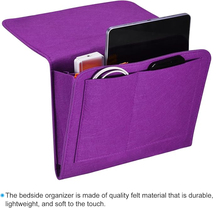 PATIKIL 11in Bedside Caddy, Bed Caddy Bedside Organizer Hanging 5 Pocket Soft - Image 4