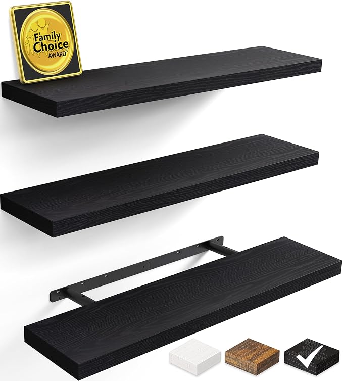 BAYKA Black Floating Shelves 35.4in, Wall Mounted by Bayka