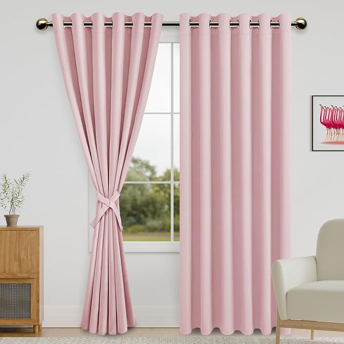 DWCN Pink Blackout Curtains 84 inch Length by DWCN