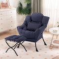 Furlide Lazy Chair with Ottoman, Modern Lounge Chair with Lumbar Pillow by Furlide