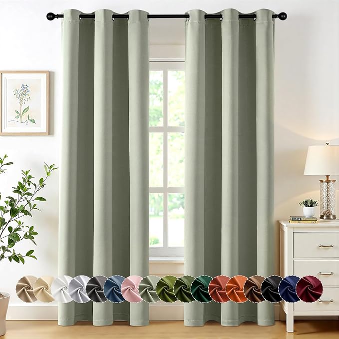 MIULEE Blackout Curtains for Bedroom 2 Panels 40 x 78 Inch Long Sage Green | by MIULEE