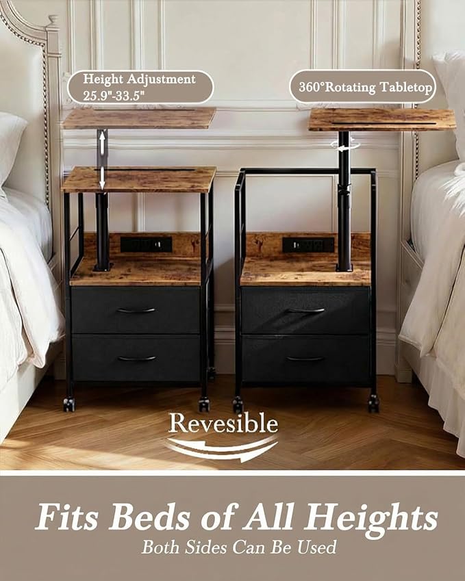 Faesun Swivel Lift Top Nightstand - Image 3