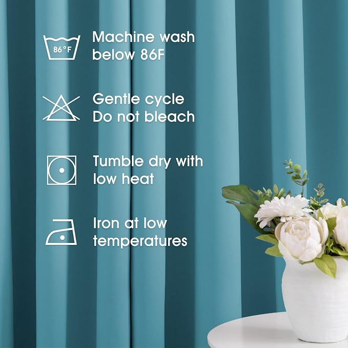 HOMEIDEAS Blue Blackout Curtains 52 X 96 Inch Bedroom Curtains 2 Panels Room - Image 6