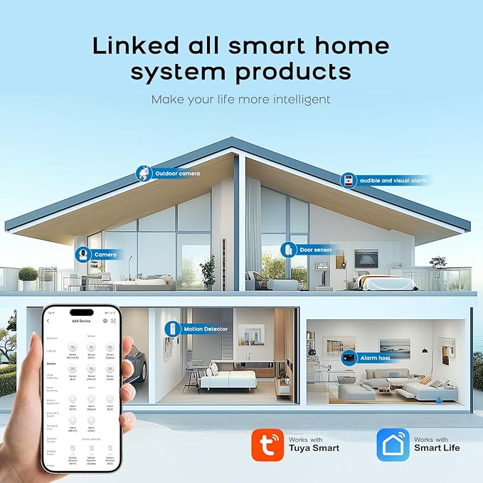 PGST WiFi Home Alarm System with T53W 5MP HD Security Camera,Wireless Home Security Systems with Door and Window Sensors,Remote,APP Instant Alerts for Villa,Apartment,Pets,Kids Safety,No Monthly Fee