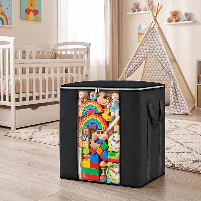 Blanket Storage Bags 120L for Comforter Clothes Bedding 2 Pack Black | - Image 7