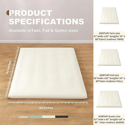 Floor Futon Cover Twin Size 82" L x 41" W Japanese Floor Futon Mattress Slipcover Tatami Mats Cover Washable Beige