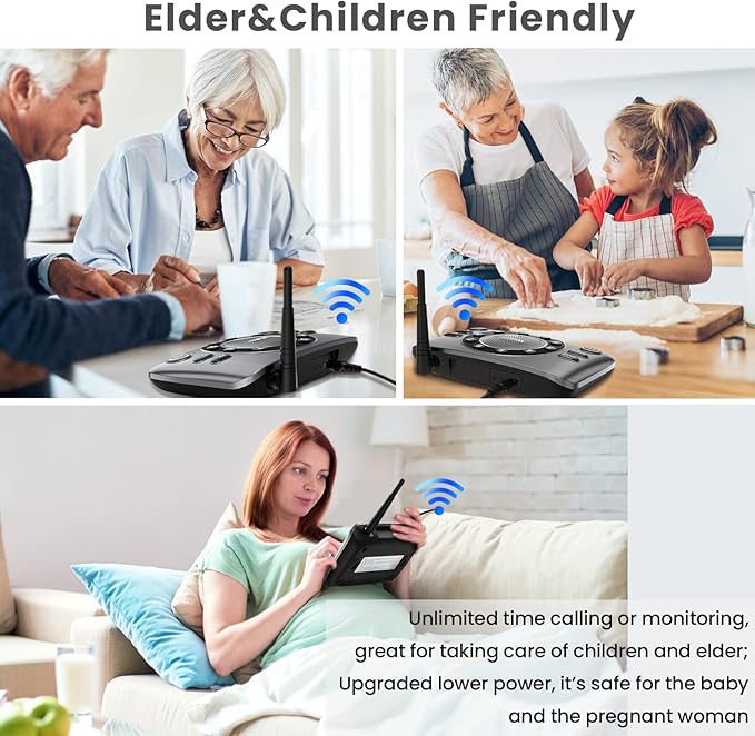 Hands-Free Intercoms Wireless for Home Business, Wuloo Upgrade Two Way Audio Intercom System for Elderly, Full Duplex Room to Room Intercom with 5280 ft Range Clear Sound Anti-Interference, Pack of 2