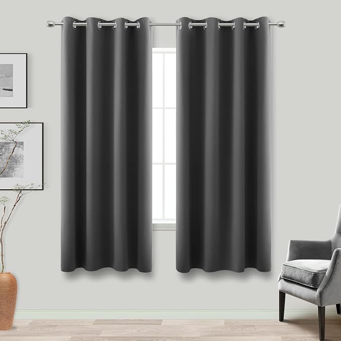 KOUFALL 60 Inch Curtains Charcoal Grey Thermal Insulated Light Blocking by KOUFALL