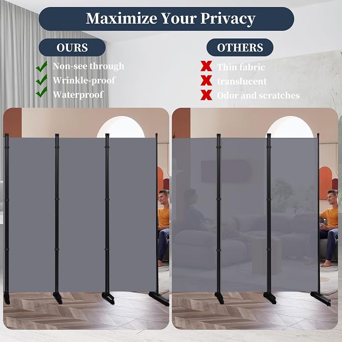 Room Divider 6 Panel-176''Wide Folding Privacy Screen, Large Partition Wall | - Image 3