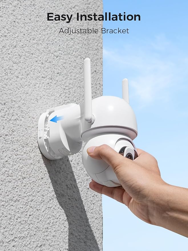 Solar Security Camera Outdoor Wireless WiFi Pro, 4MP Color Night Vision, AI/PIR Motion Detection, 360 PT, 2-Way Audio, IP66, 2.4/5GHz, SD/Cloud Storage, Works with Alexa, Mobile App & Base-station