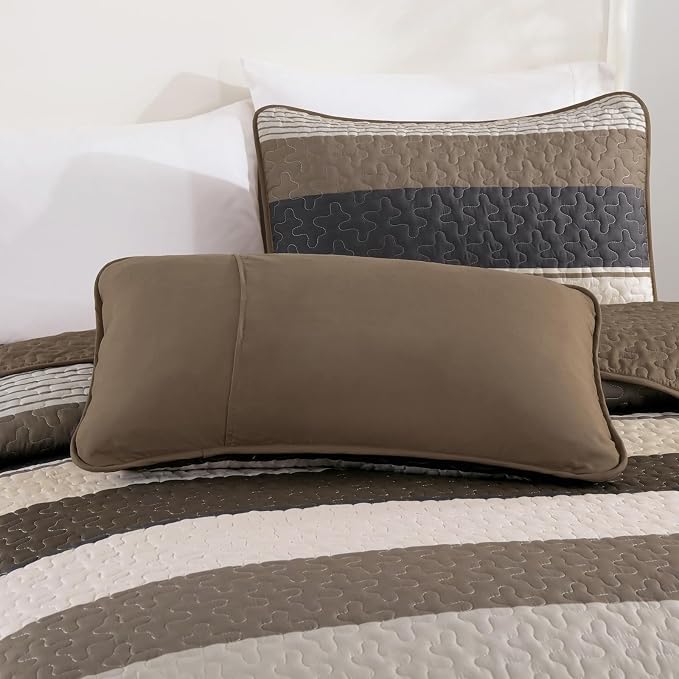 Dinjoy King Boho Striped Quilt Set, Balck White Lightweight Bedspread | Soft - Image 8