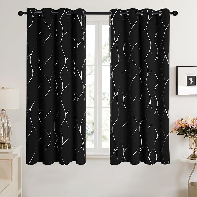 Deconovo Curtains for Living Room, Pattern Blackout Curtains 63 Inches Long | - Image 2
