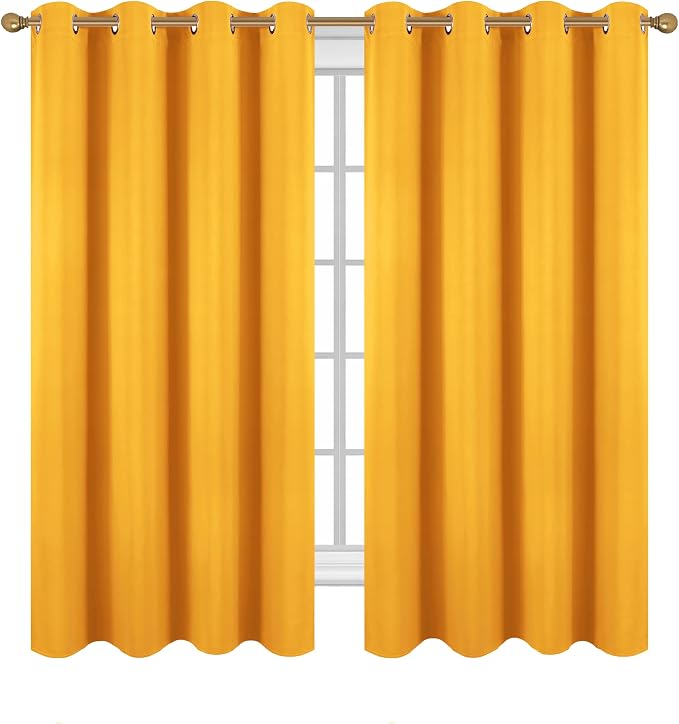 Diraysid Yellow Grommet Blackout Curtains - Image 2