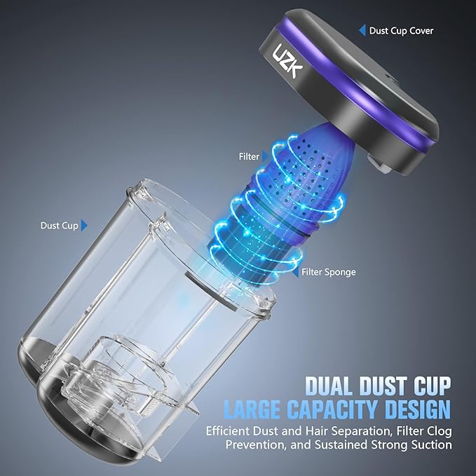 Bed Vacuum Cleaner Mattress Vacuum Cleaner,16Kpa Powerful Handheld Vacuums with UV-C Light & Double Dust Cup & High Heating & Ultrasonic & Anion for Bed Sofa