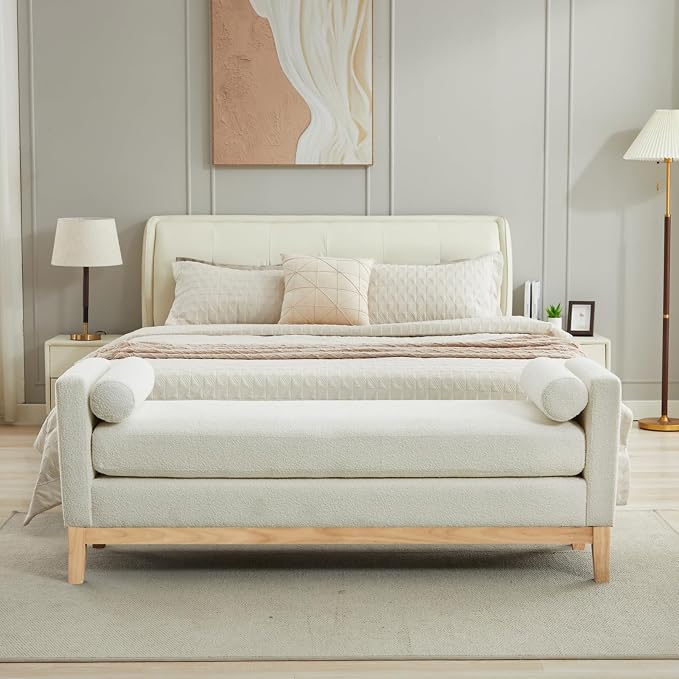66.34" End of Bed Bench Boucle Fabric Long King Size Bench, Window Bench. - Image 7