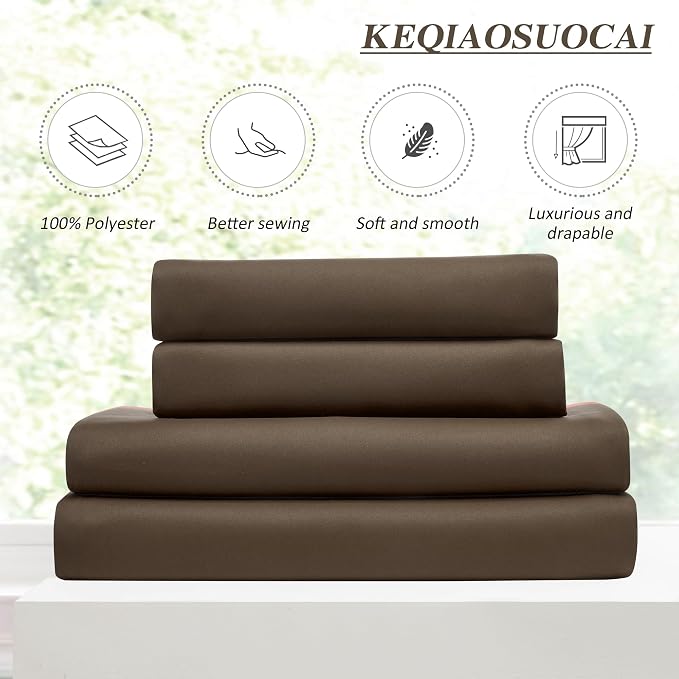 Brown Blackout Curtains 96 Inches Long, Soft Polyester Faux Silk Floor Length - Image 5