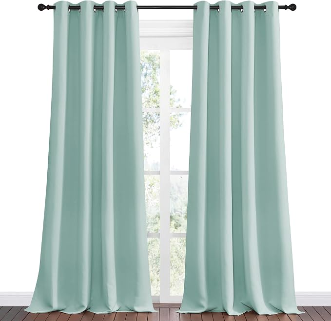 NICETOWN Aqua Blue Blackout Curtains 96" Long - Image 2