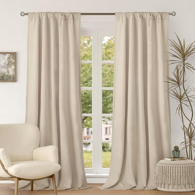 BGment Cream Beige Velvet Curtains - Image 2