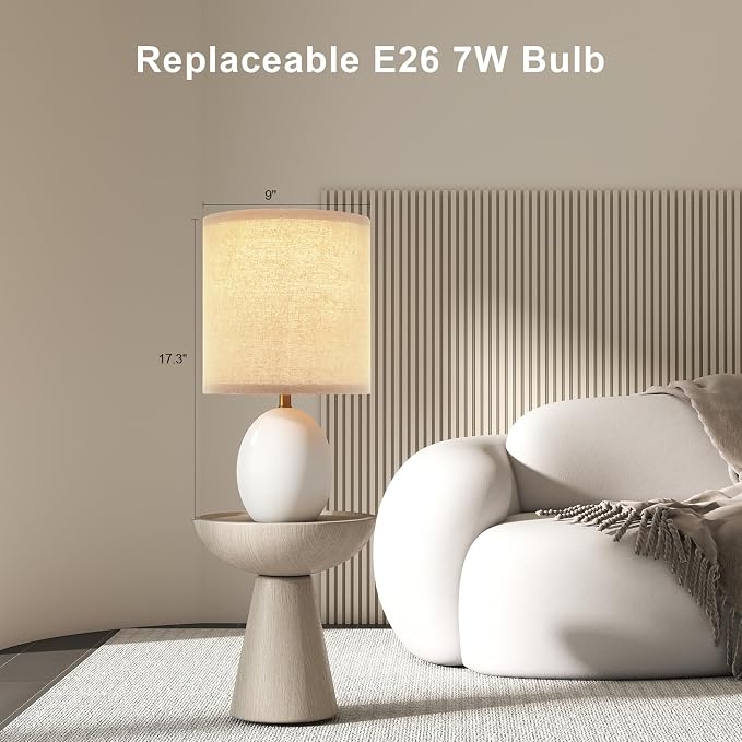 17.3" Table Lamp Set of 2 for Living Room Bedroom, Bedside Lamps for Night - Image 3