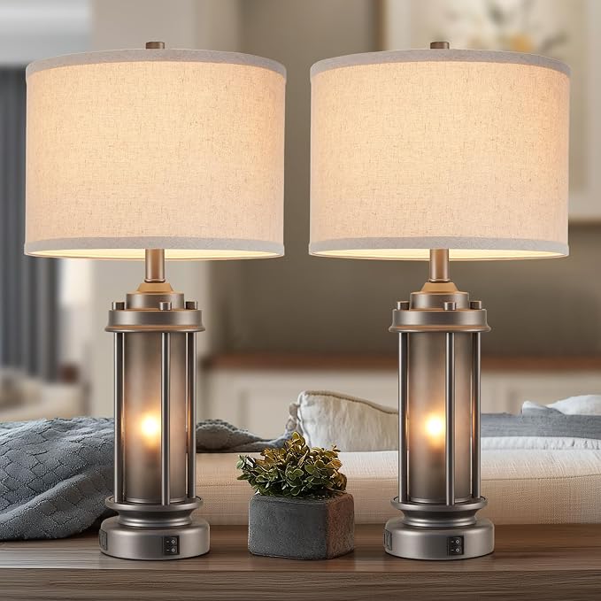 AIEAMPDO Set of 2 Farmhouse Bedroom Table Lamps - Image 7