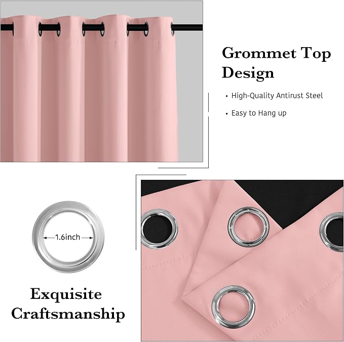 RYB HOME Pink Blackout Curtains - Image 2