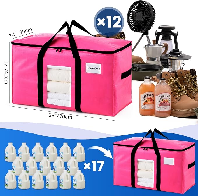 TAILI 12 Pack Pink Extra Large Moving Bags, Storage Bags - Image 6